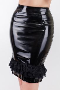 Black PVC Sexy Skirt with laces