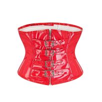 Gotik Lack Unterbrust Korsett in rot