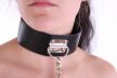 Stabile Halscorsage aus Leder Imitat mit D-Ring+Leine