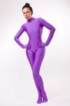 Lycra Ganzanzug Catsuit mit abnehmabarer Haube flieder