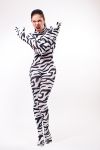 Lycra Ganzanzug Catsuit mit abnehmbarer Haube zebra