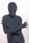 Lycra Ganzanzug Catsuit mit abnehmbarer Haube grau