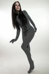 Lycra Ganzanzug Catsuit mit abnehmbarer Haube grau